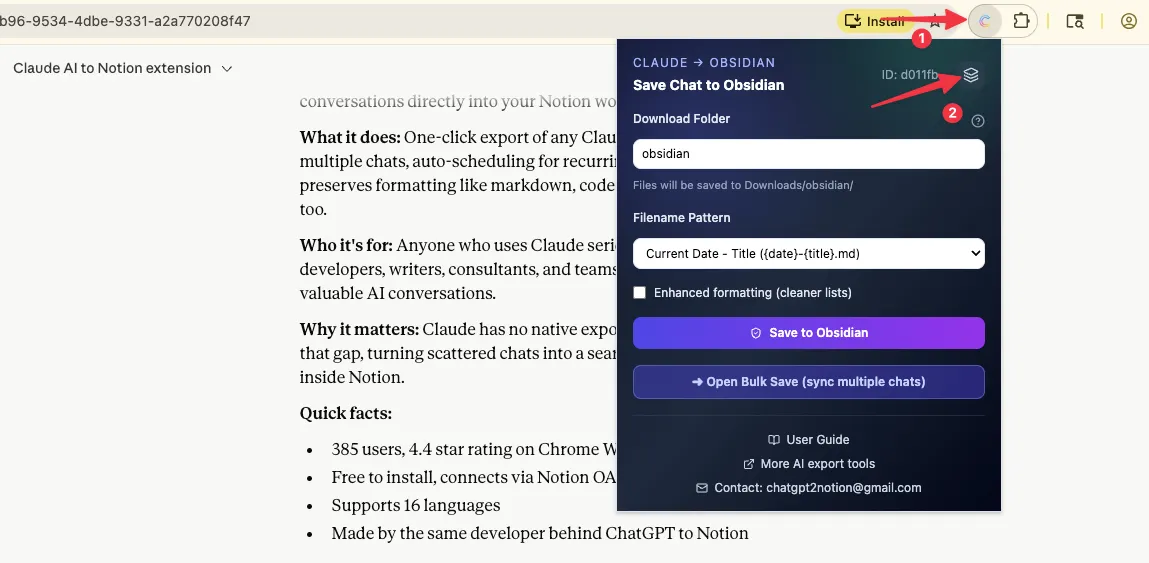 Go to the bulk export page