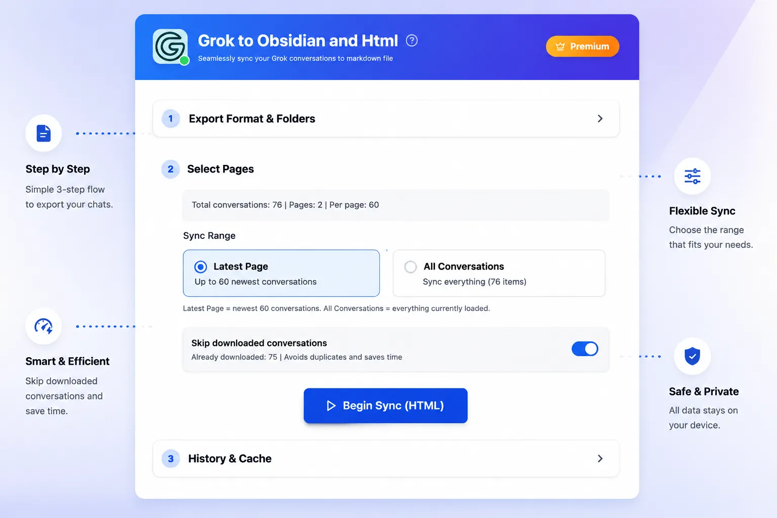 Batch export page