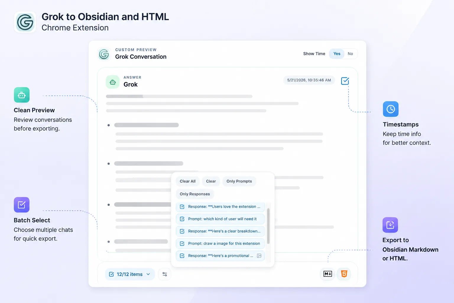 Custom preview export page